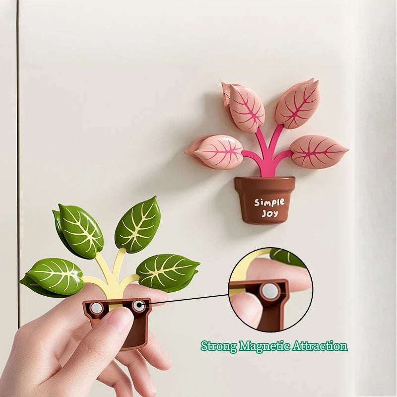 Magnetic Food Bag Clips with Potted Leaf Design - Moisture Proof Kitchen Storage