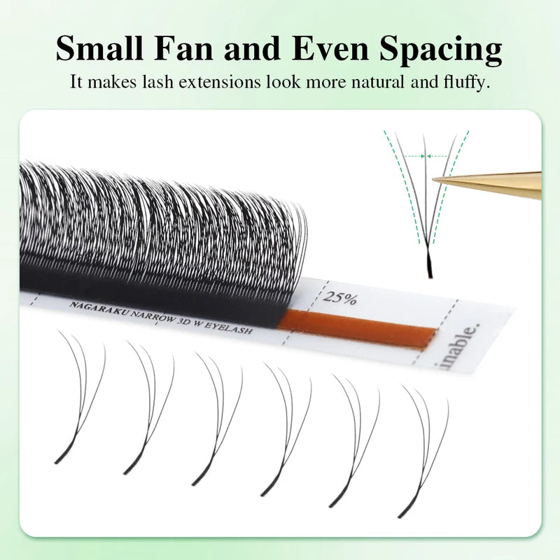 False Eyelash Extensions W-Shape 3D Premade Volume Fans for Lash Artists