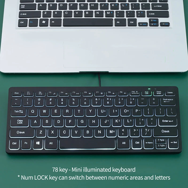 Portable Wired Mini Keyboard for Laptop and PC - 78 Keys, External Computer Accessory