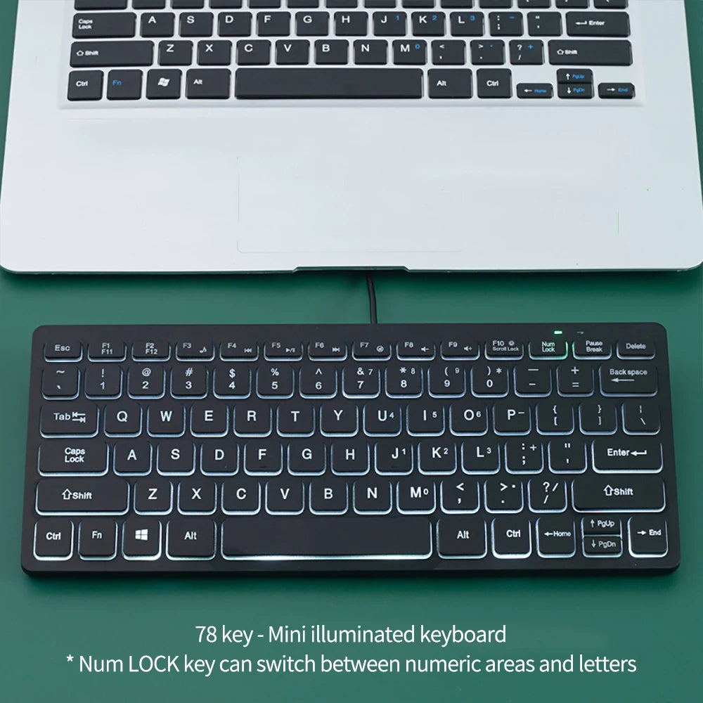Portable Wired Mini Keyboard for Laptop and PC - 78 Keys, External Computer Accessory