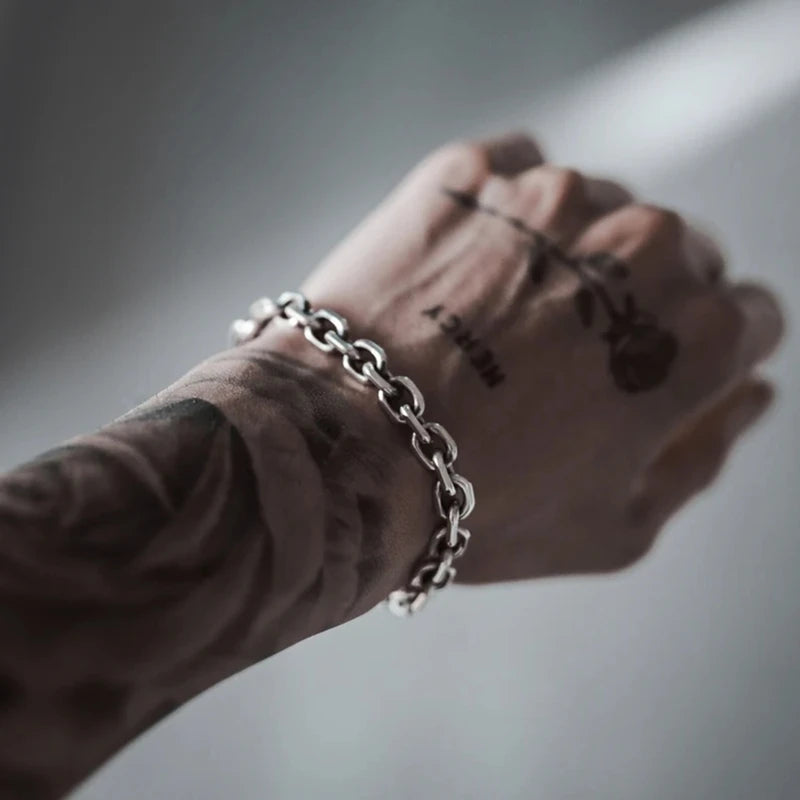 Heavy Beveled Cable Chain Bracelet for Men Women - Punk Gothic Jewelry