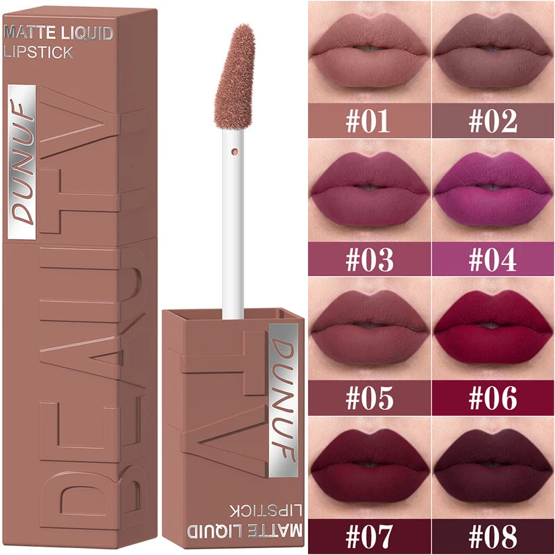 8Pcs Nude Brown Matte Liquid Lipstick Set - Long-Lasting Non-Fade Lip Gloss