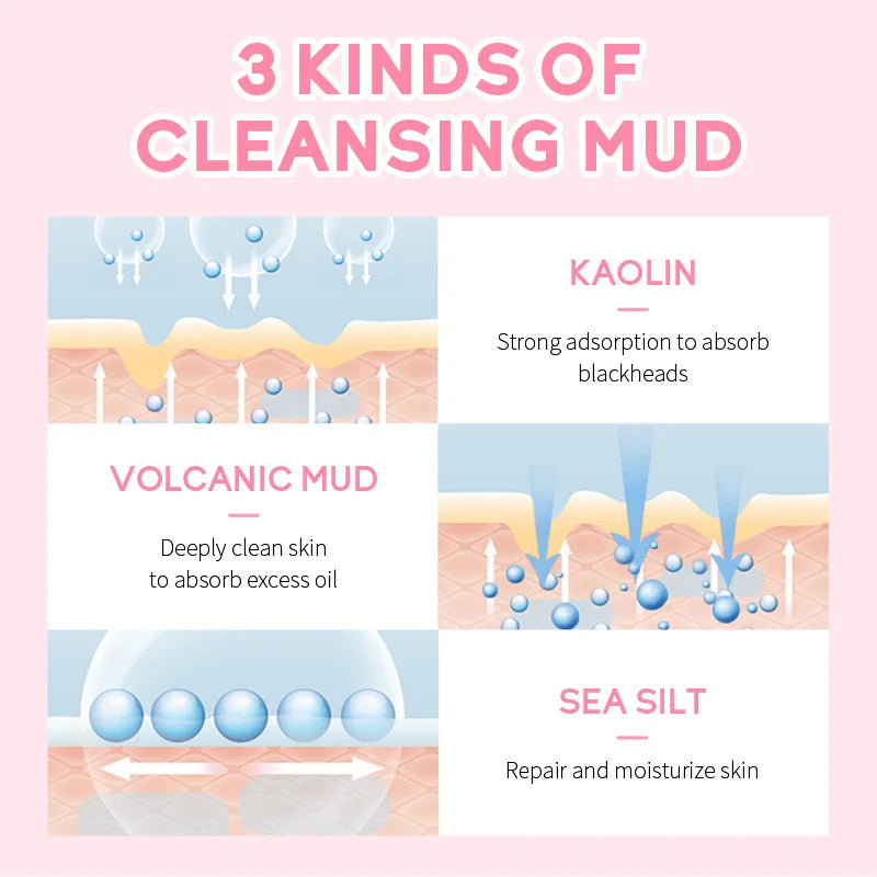 7pcs Deep Cleansing Mud Face Mask for Blackheads Oil Control & Moisturizing