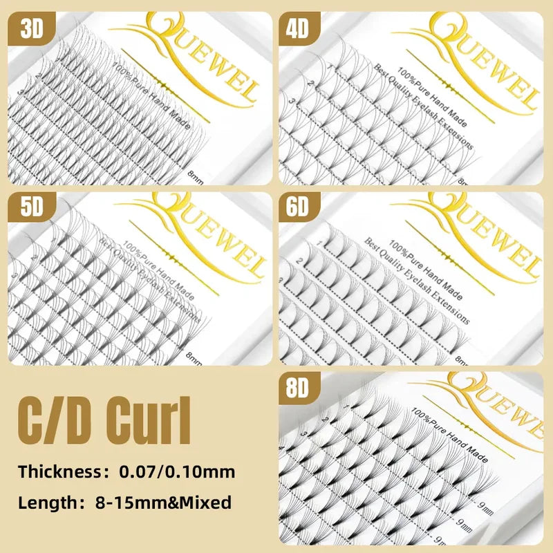 Russian Volume False Eyelash Extensions - Mink Silk Fans for Salon & Professional Use