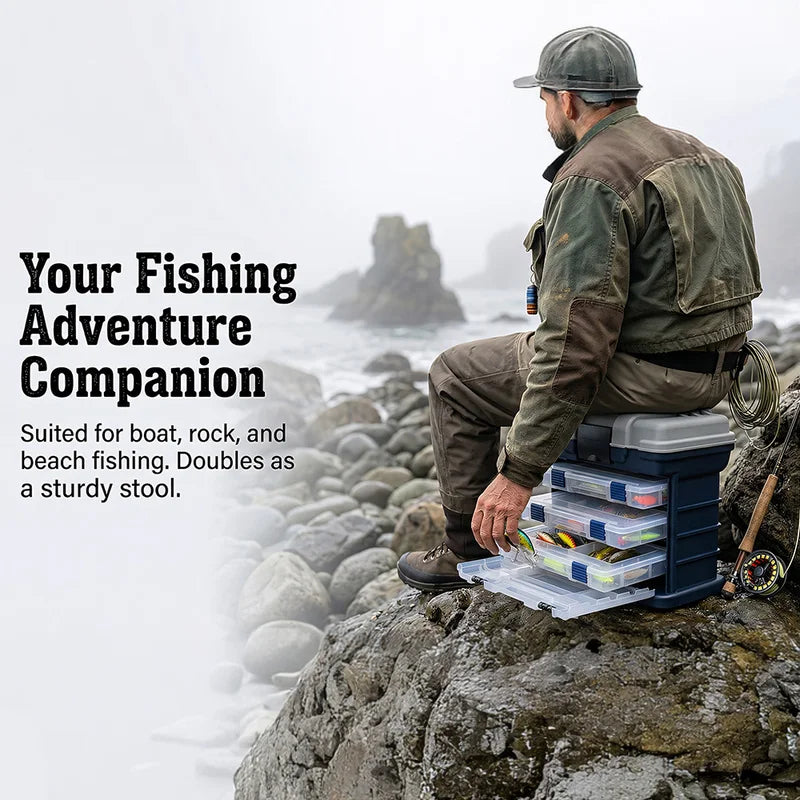 Fishing Tackle Box Kit with Pliers and Lures - Portable Multi-Compartment Organizer