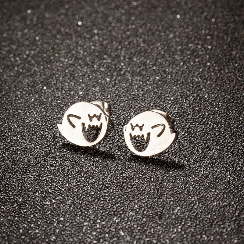 Cute Cartoon Ghost Earrings Set - Halloween Jewelry Minimalist Studs