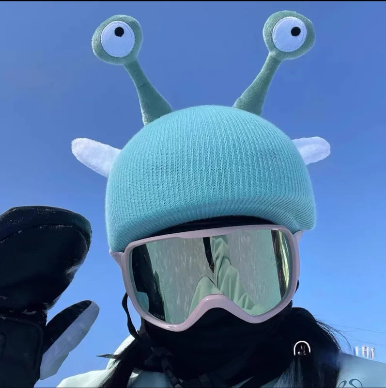 Winter Ski Helmet Cover - Washable Knitted Snowboard Helmet Decor for Men Women
