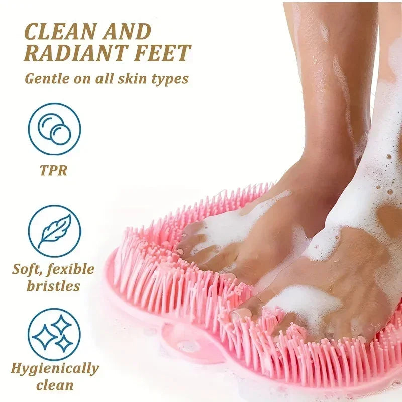 Silicone Foot Wash Mat and Body Brush for Shower - Reusable Wall-Mounted Massage Pad