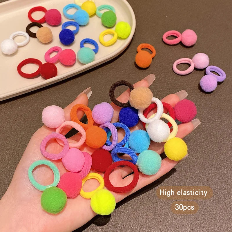 Colorful Hair Bands Set - 30 Elastic Hair Ties & Rubber Bands for Daily Use