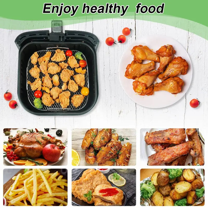Air Fryer Baking Rack Set Metal Square Round Rectangle Oven Grill Accessories
