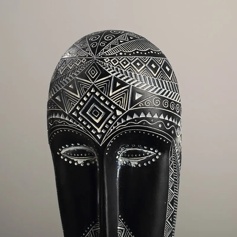 African Style Handmade Resin Face Mask Sculpture - Retro Home Decor Ornament