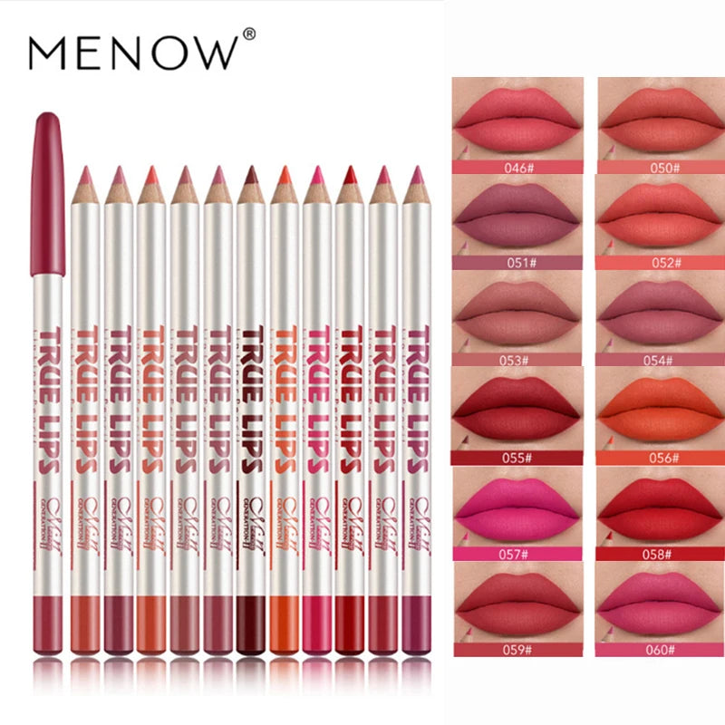 12-Color Matte Lip Liner Set Waterproof Long Lasting Pencil for Makeup & Tattoo