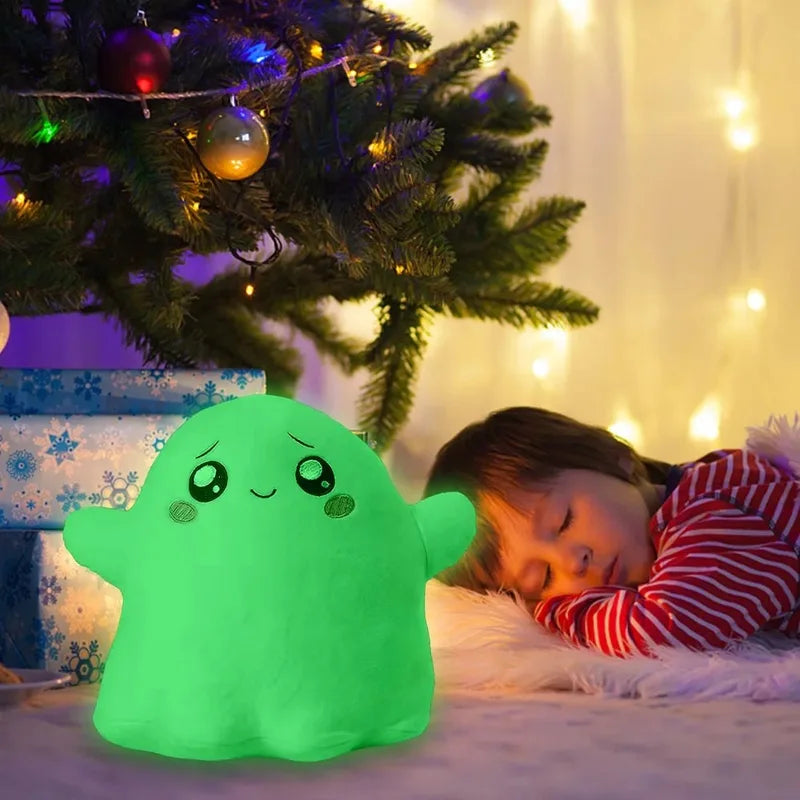 Glow in The Dark Plush Ghost Toy - Super Soft Cartoon Ghosty Doll for Kids & Halloween Gift