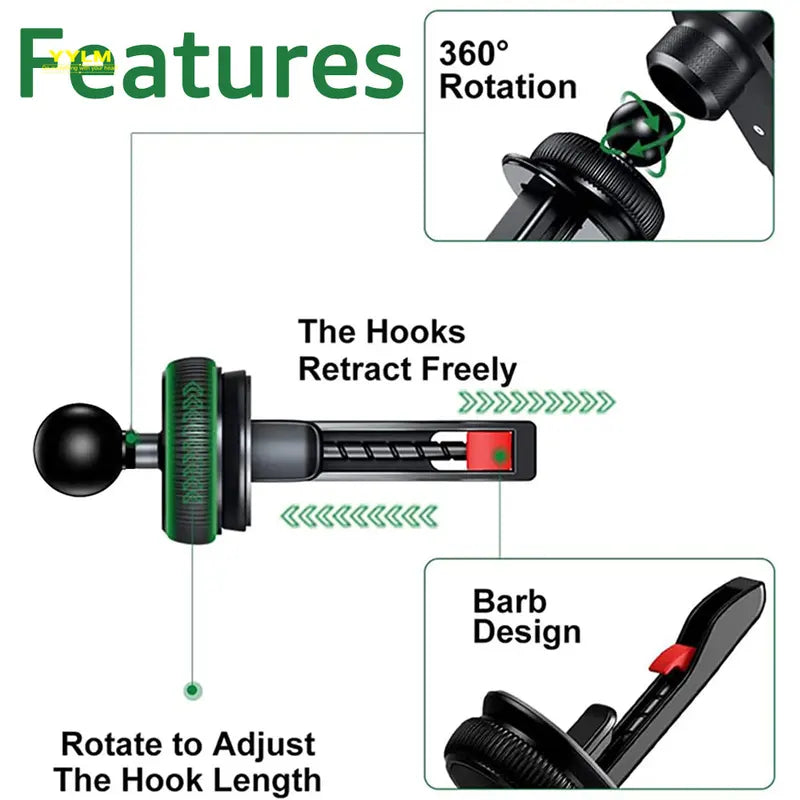 Universal Car Phone Holder with 17MM Ball Head for Air Vent Mount