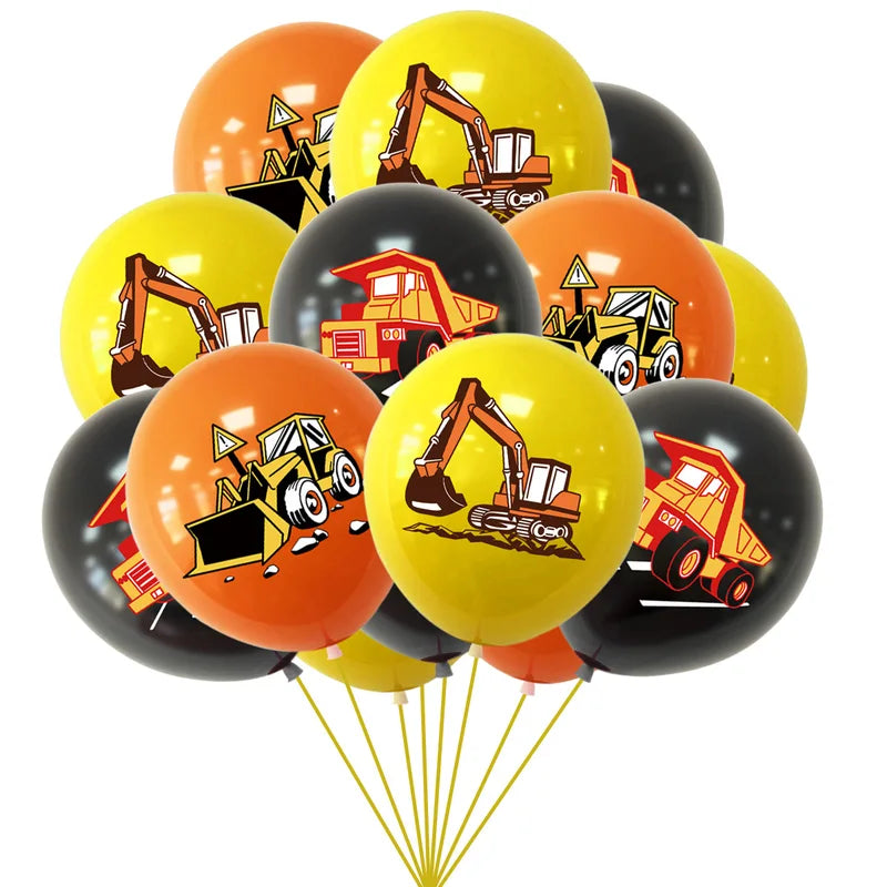 10pcs Construction Vehicle Theme Latex Balloons for Birthday Party Decoration