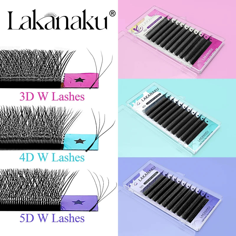 False Eyelash Extensions Volume Fans - Natural Soft Light W Style Bloom Lashes