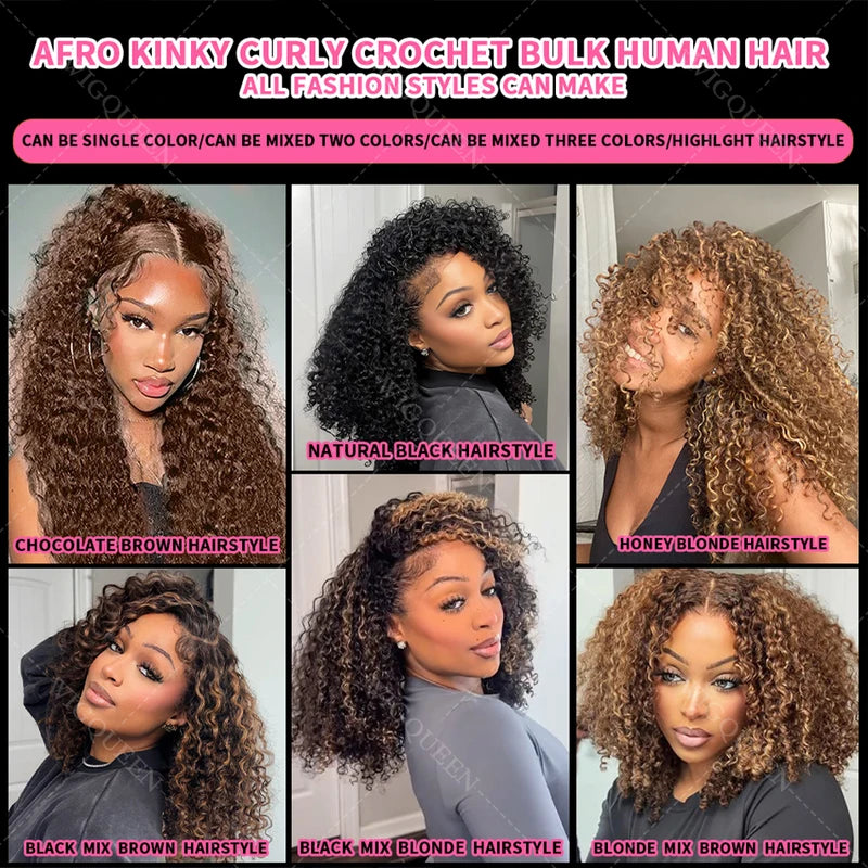 Reusable Curly Crochet Hair Extensions - Small Spiral Kinky Afro Textures