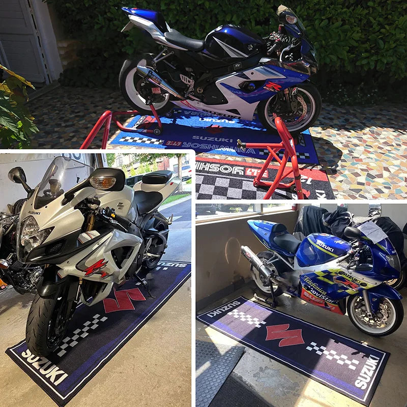 Motorcycle Parking Mat Non-Slip Garage Rug with Vivid Printing