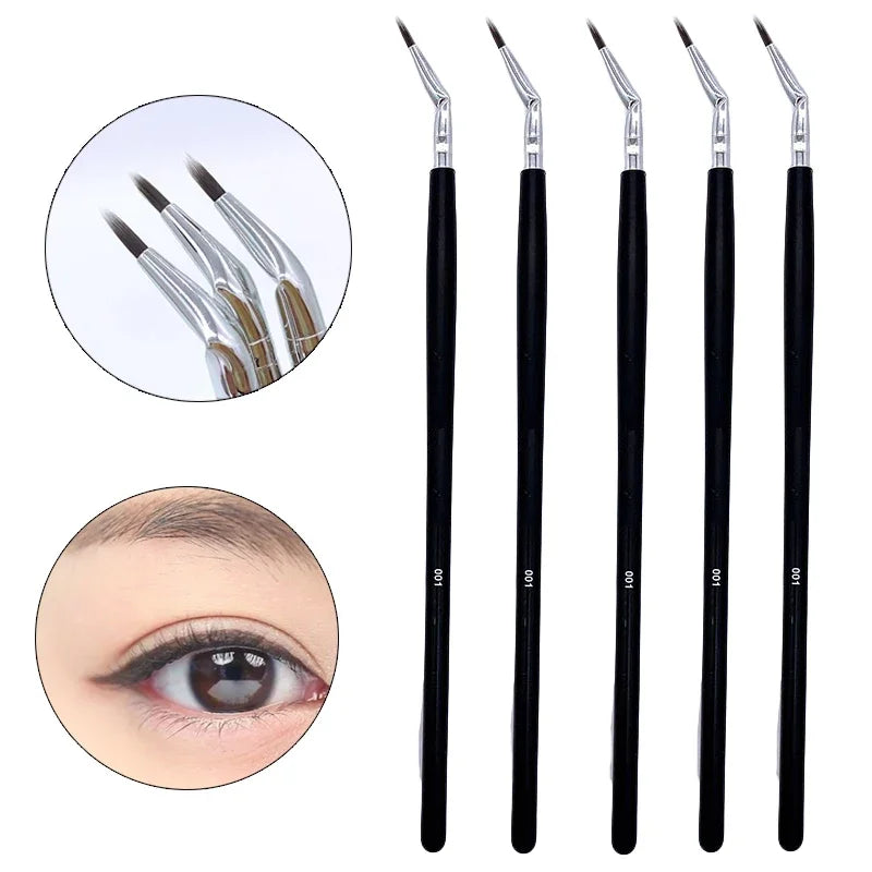 Angled Eyeliner Makeup Brush Precision Bent Ferrule for Gel Liquid Powder Eye Liner