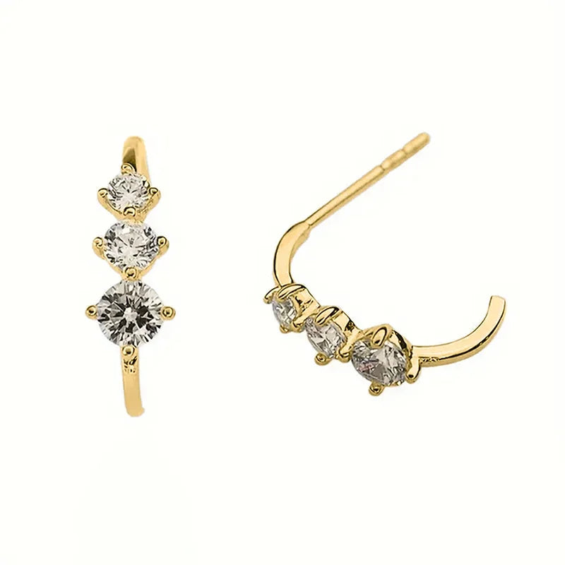 Minimalist Stud Earrings with Cubic Zirconia for Women - Simple Elegant Wedding Jewelry