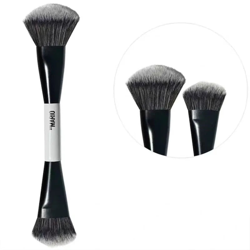 2-in-1 Highlight and Blush Makeup Brush - Soft Fiber Face Tool with Multiple Handle Colors