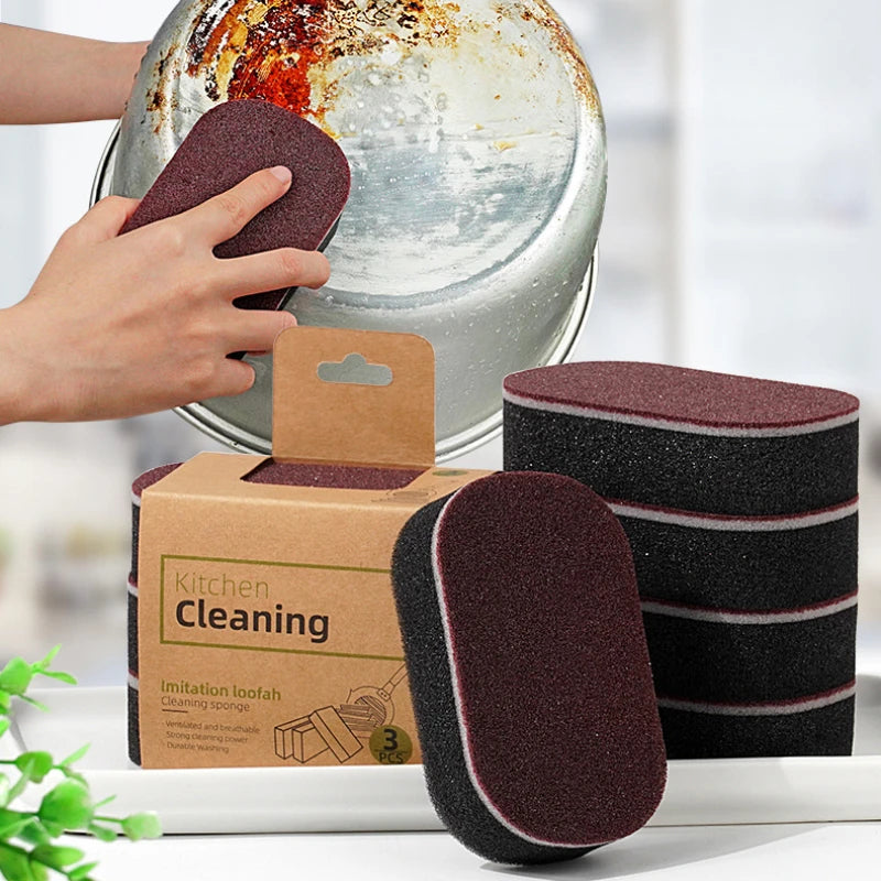Double Sided Kitchen Cleaning Sponge Brush Set for Pot and Pan Scrubbing - 2/3/5 Pack