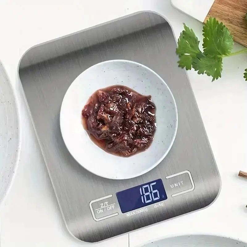 Digital Kitchen Scale 10kg Food Weighing Scale with LCD Display Stainless Steel