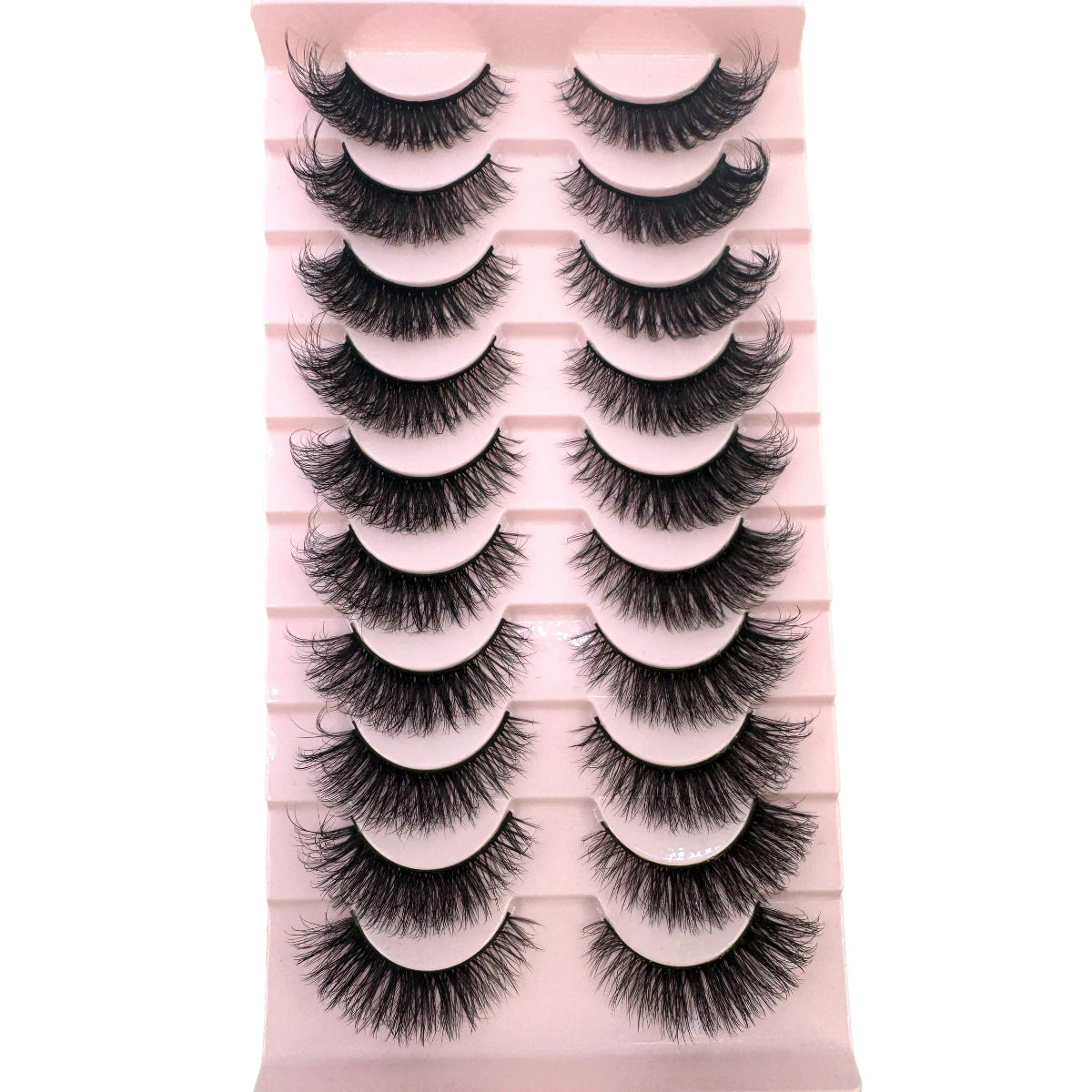 10 Pairs Fluffy Mink False Eyelashes - Natural Dramatic Look, Wispy & Long