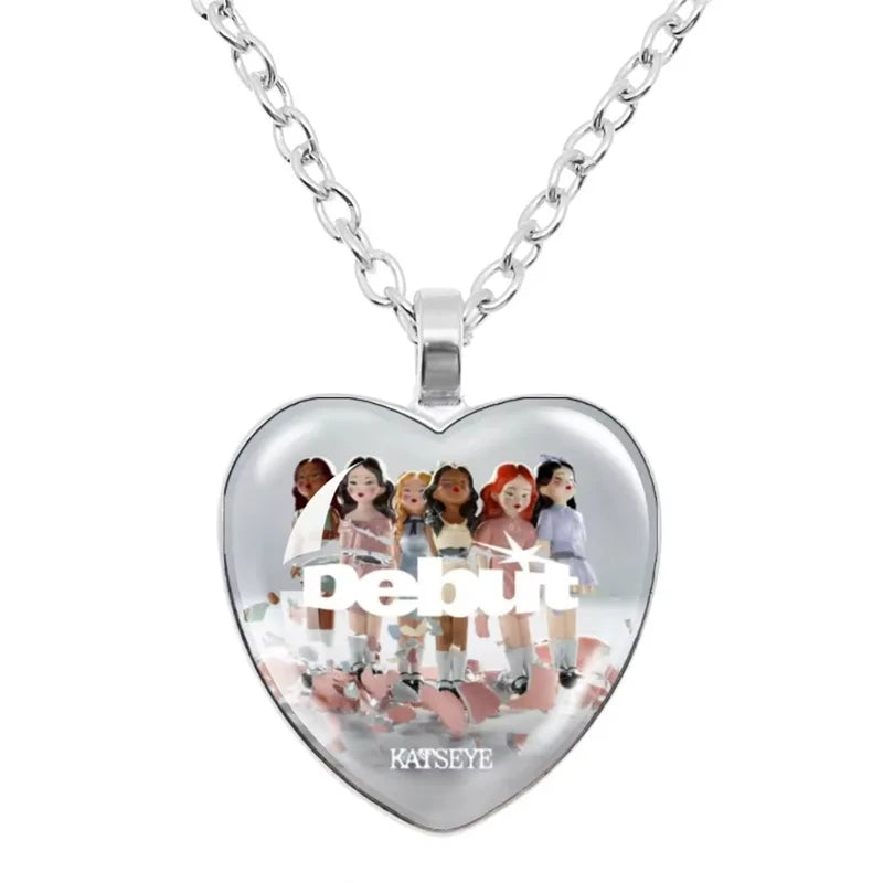 Heart-Shaped Pendant Necklace with Cross-Border Girl Group Style Chain – Gift for Fans