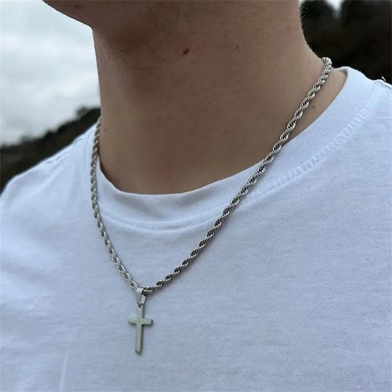 Cross Pendant Necklace for Women Men Stainless Steel Chain Jewelry - Y2K Party Decor Gift