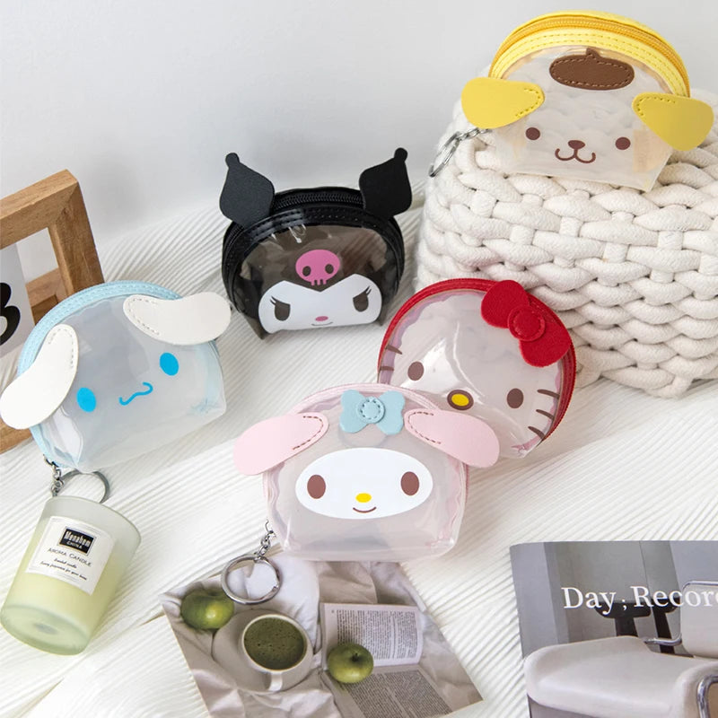 Kawaii Sanrio Cartoon PVC Transparent Storage Bag - Multi-Functional Organizer