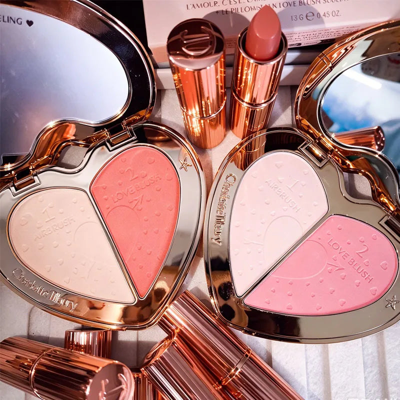 Luxury Makeup Set Two-Color Face Powder & Lipstick Kit - Durable & Easy Application
