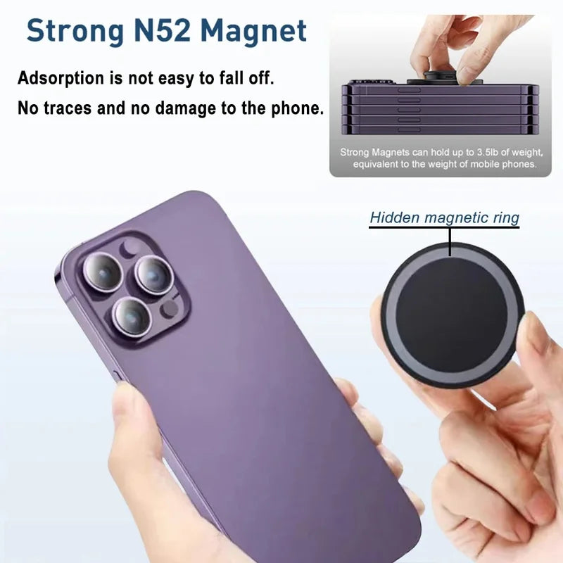 Magnetic Folding Phone Grip Holder Stand for iPhone Samsung - Support & Support Ring
