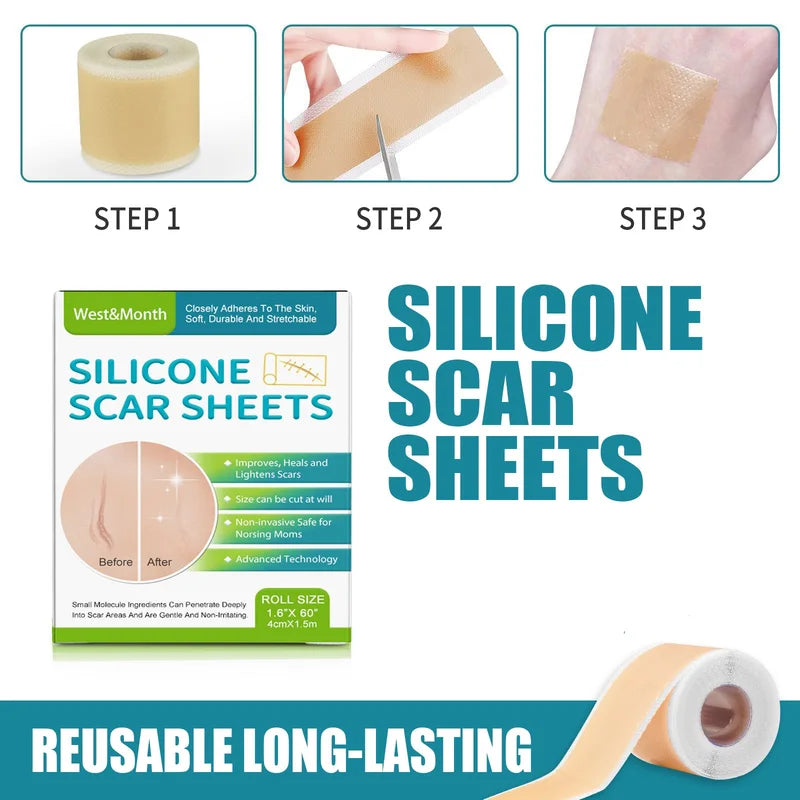 Silicone Scar Sheets Roll 4cm x 150cm Self-Adhesive Skin Care Tape Reusable