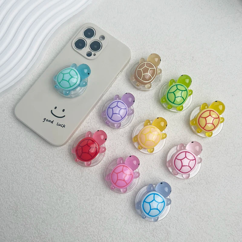 Glow-in-the-Dark Turtle Phone Holder - Mini Resin Expandable Foldable Stand