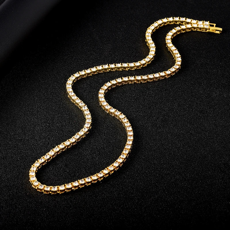 Men's Women's Iced Out 4MM Tennis Chain Necklace & Bracelet Set - Hip-Hop Jewelry