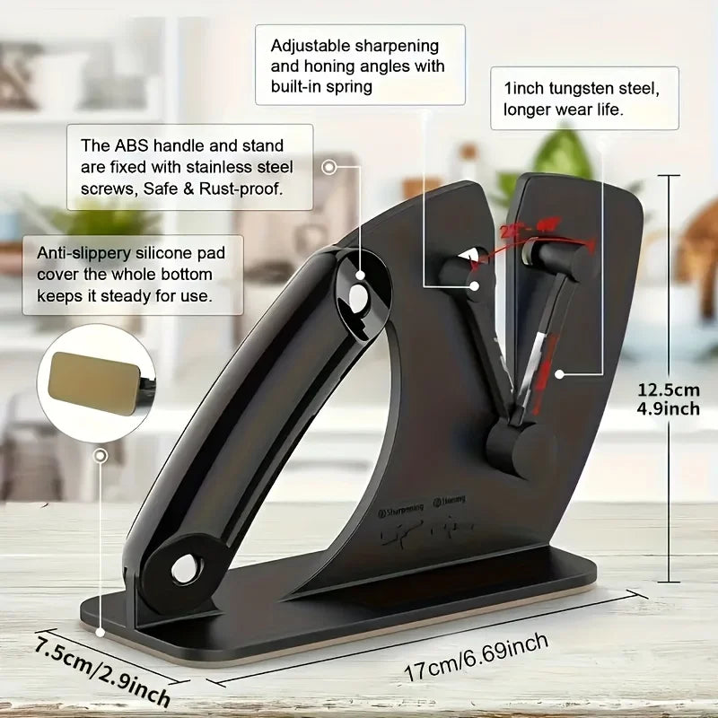 Manual Knife Sharpener for Kitchen, Compact & Durable Sharpening System