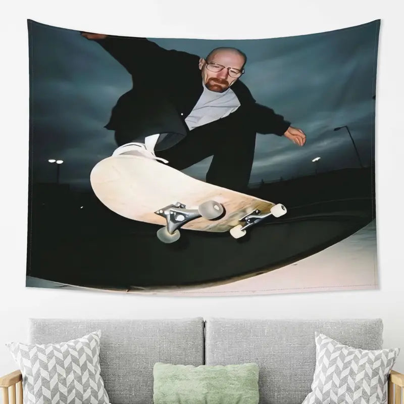 Retro American Skateboard Tapestry Wall Art for Living Room & Decor