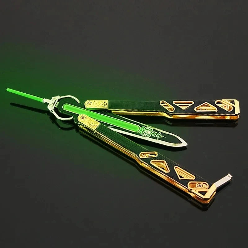 Zinc Alloy Butterfly Knife Model for Desk Decoration and Training 21cm Nightlight Edition