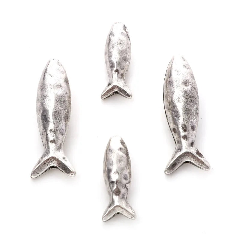 2-Pack Ocean Animal Jewelry Spacer Beads Silver Finish for DIY Necklace Earrings