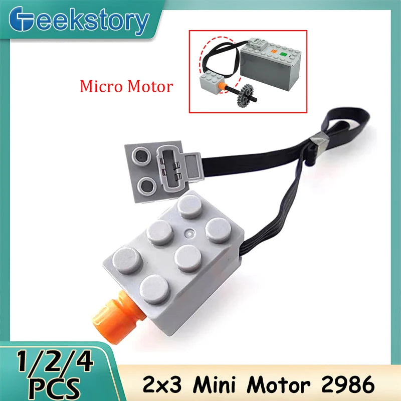 Mini Power Motor for Building Blocks - Compatible with Lego, 24x16mm, 1/2/4pcs