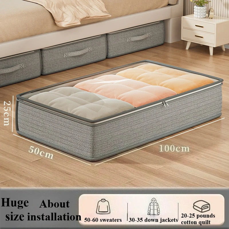 Large Under-Bed Storage Boxes - Stackable Clothes Organizer Bins for Bedroom