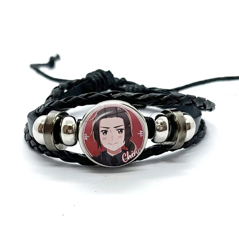Anime Hetalia Axis Powers Leather Bracelets Glass Dome Snap Button Jewelry for Women Men