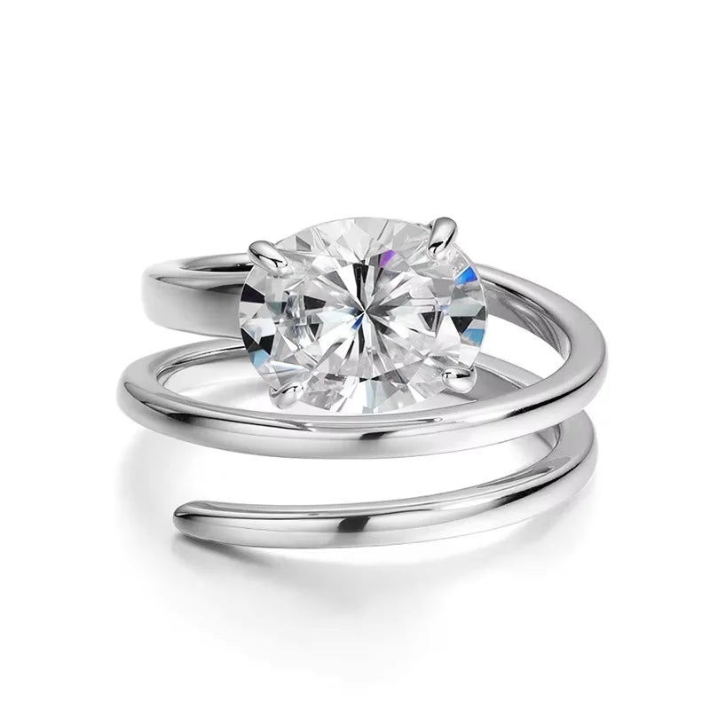 Sterling Silver Moissanite Wedding Ring 1-3CT Lab Diamond Band for Women