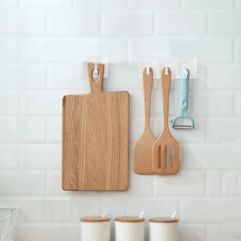 Self-Adhesive Transparent Wall Hooks Heavy Load Mounts for Kitchen Bathroom