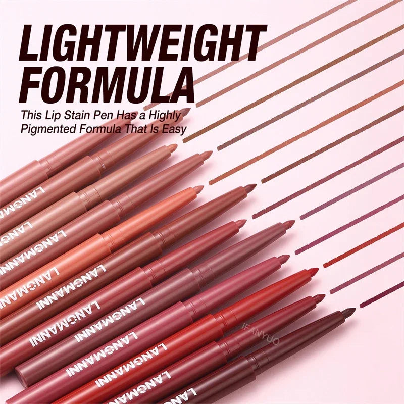 Waterproof Lip Liner Pencil Set - Matte Long-Lasting Lip Makeup with 12 Colors
