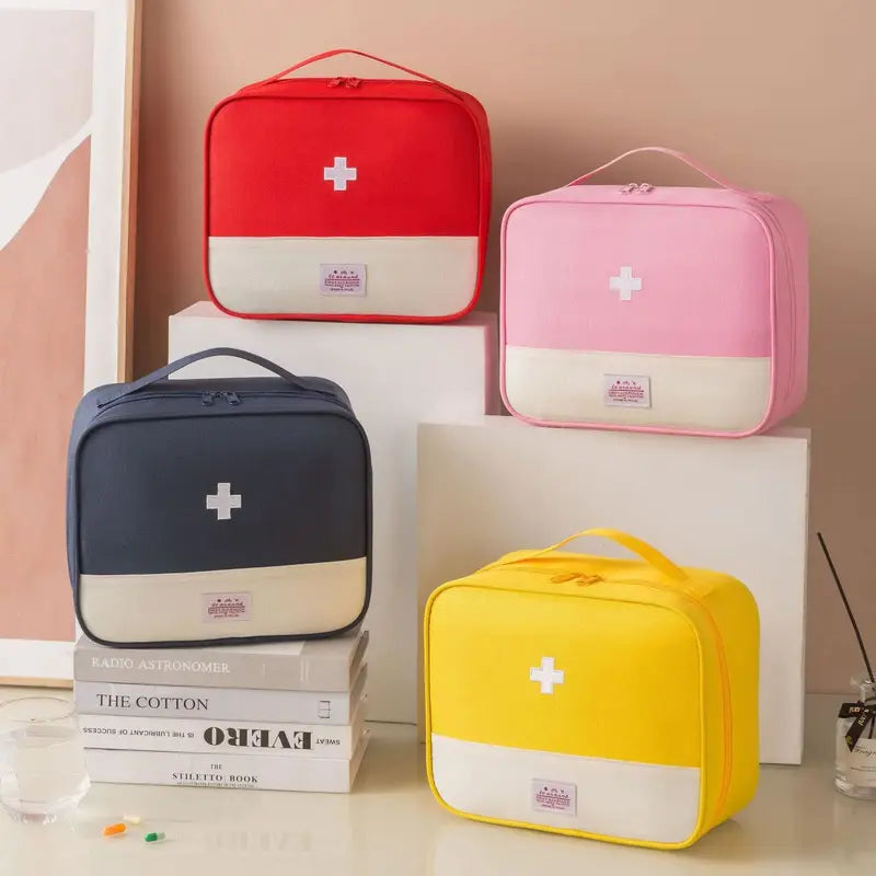 Large Capacity Portable Medicine Bag with Multiple Compartments for Travel and Home Storage