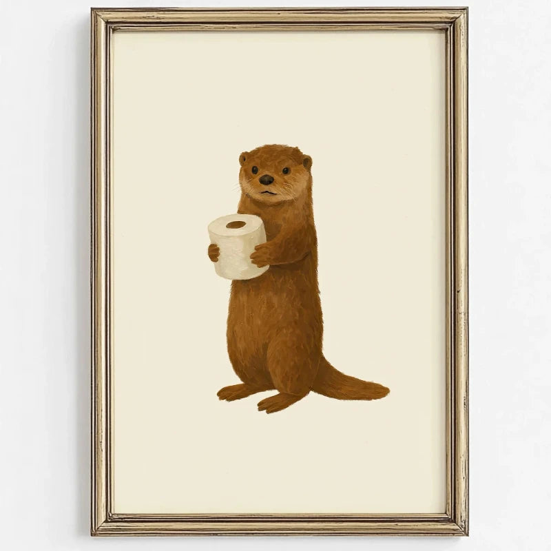 Cute Animal Bubble Bath Wall Art for Kids Bathroom Nursery Poster