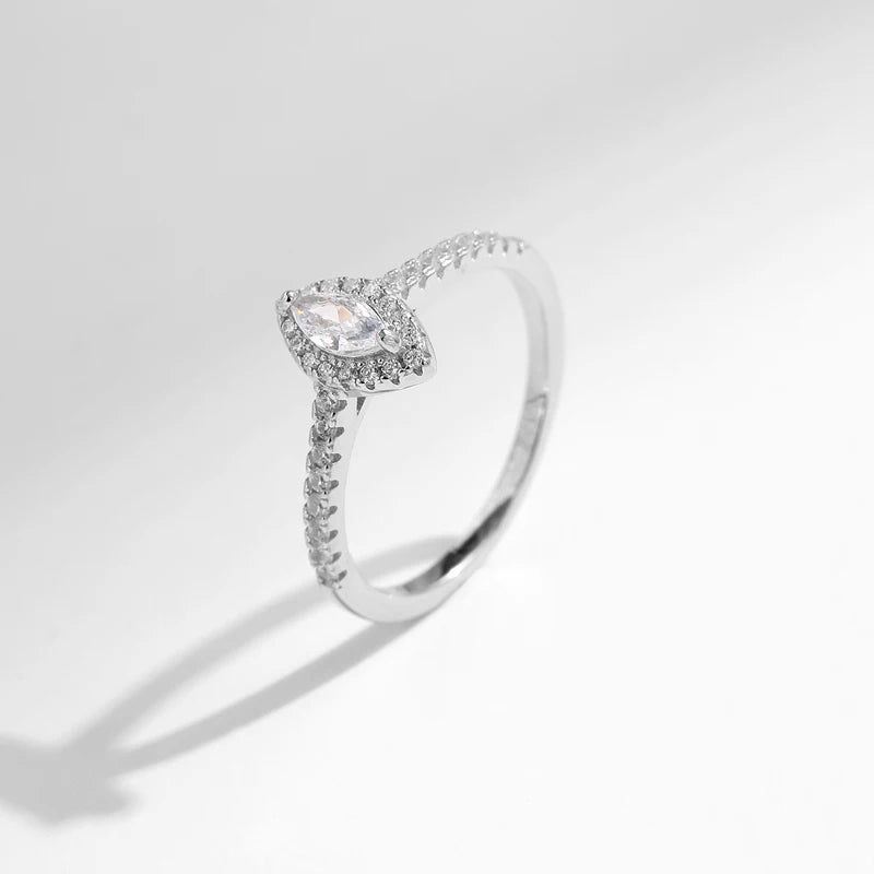 Luxury Marquise CZ Silver Ring for Women Wedding Engagement Jewelry - Multiple Sizes