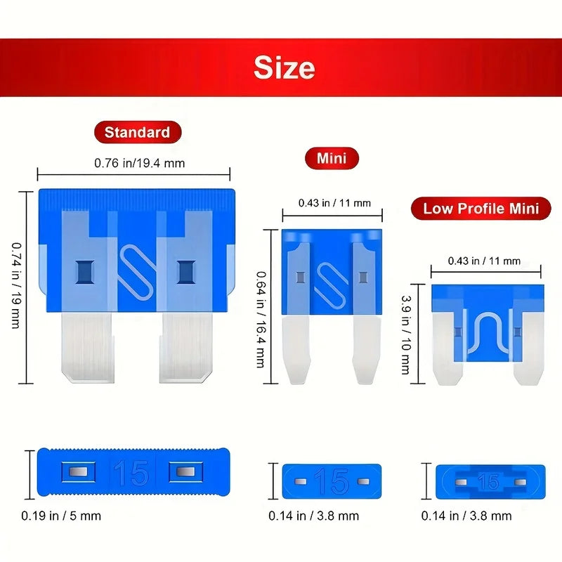 300Pcs Car Fuse Assortment Kit - Mini, Standard & Micro Fuses with Extractor Tool
